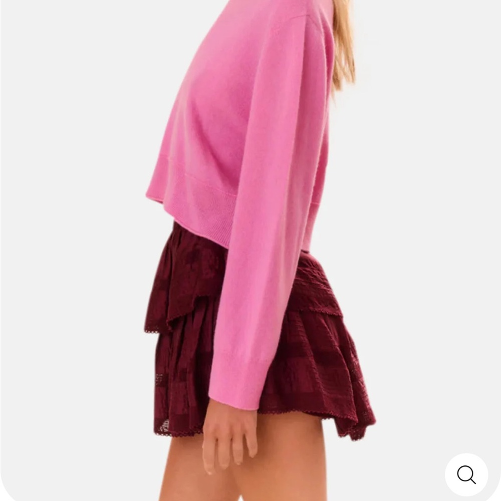 LOVESHACKFANCY RUFFLE MINI TIERED SKIRT OXBLOOD. Size XL. MSRP 275 - Picture 5 of 15
